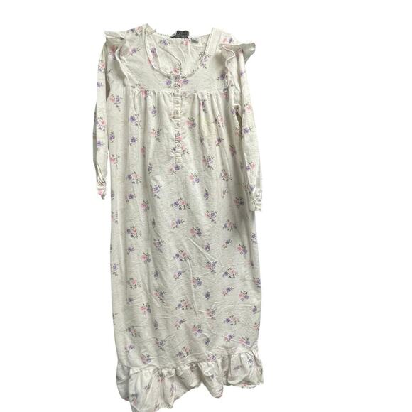 Vintage Vandemere Flannel Cotton Floral Nightgown Size Small Pink Purple Prairie - Picture 1 of 4